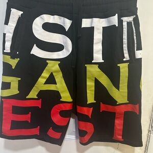 Hustle Gang Black and White Graphic Shorts